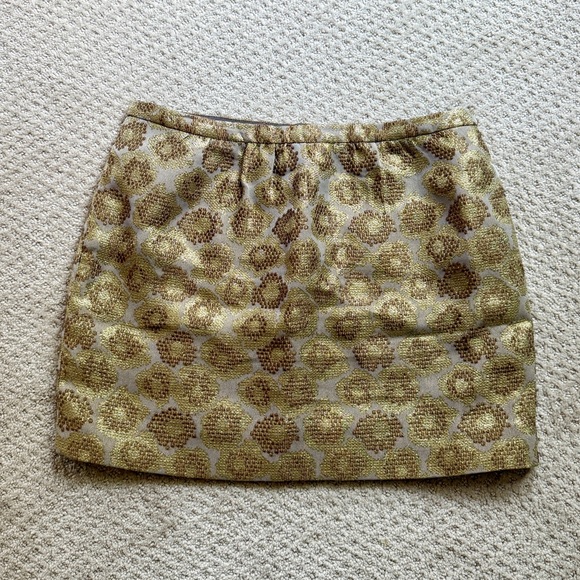 J. Crew Elegant Gold Jacquard Leopard Style Skirt 4 - Picture 1 of 5